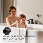 FORIOUS Waterfall Black Bathtub Faucet Set 3 Hole, 2 Handle Deck Mount Roman Tub Faucet Widespread with Pre-Installed Water Hose for Garden Bathtub