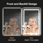 TRAHOME 36"x24" LED Bathroom Vanity Mirror with Lights, Front and Backlit Wall Mirror, Anti Fog, Dimmable 3 Color Lighting, Memory Function, Shatterproof Glass, Plug in or Hardwired