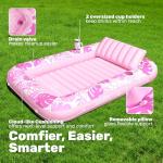 SLOOSH Inflatable Tanning Pool Lounger Float,70" x 46" Pool Floats Adult with Pillow,4 in 1 Suntan Tub Raft Floatie,Sunbathing Bed Lounge for Water Blow Up Kids Ball Pit Party Gifts,L-Blushing Pink