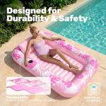 SLOOSH Inflatable Tanning Pool Lounger Float,70" x 46" Pool Floats Adult with Pillow,4 in 1 Suntan Tub Raft Floatie,Sunbathing Bed Lounge for Water Blow Up Kids Ball Pit Party Gifts,L-Blushing Pink