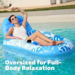 SLOOSH Pool Lounge Float Adult, Inflatable Pool Floats Lounger Raft Floaties Water Floating Recliner Chair with Cup Holders Foot Rest Swimming Floaty, Blue