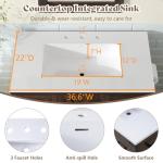 AMERLIFE 36" Farmhouse Bathroom Vanity with Sink Combo, Freestanding Small Single Wood Barn Door Bath Storage Cabinet Set with Sliding Drawers & Open Shelf, Paper Towel Holder, Rustic Brown