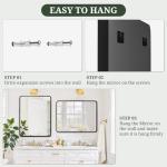 Bathroom Mirror 30x22 Inch Black Metal Frame Rectangle Vanity Mirror with Rounded Corners, Modern Wall Mounted Anti-Rust Mirror for Farmhouse, Restroom, Entryway, Horizontal or Vertical Hanging
