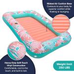 Aqua Inflatable Tanning Pool Lounger – Large (71 x 48 in) – Premium Pool Float with Cupholders and Removeable Pillow for Relaxation and Fun, Pink Flower Coral