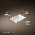 KOHLER 2882-0 Verticyl Rectangular Undermount Bathroom Sink, 19 3/4", White