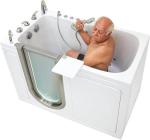 Ella Deluxe 30"x55" Acrylic Air and Hydro Massage Walk-In Bathtub with Left Inward Swing Door, 5 Piece Fast Fill Faucet, 2" Dual Drain