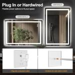 TRAHOME 36"x24" LED Bathroom Vanity Mirror with Lights, Front and Backlit Wall Mirror, Anti Fog, Dimmable 3 Color Lighting, Memory Function, Shatterproof Glass, Plug in or Hardwired