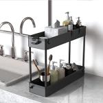 SPACELEAD Slim Storage Cart 4 Tier,Bathroom Organizer Rolling Utility,Mobile Shelving Unit Slide Out for Office, Kitchen, Laundry Room & Narrow Places,Black