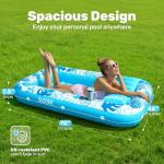 SLOOSH Inflatable Tanning Pool Lounger Float, 70" x 46" Pool Floats Adult with Pillow, 4 in 1 Suntan Tub Raft Floatie,Sunbathing Bed Lounge for Water Blow Up Kids Ball Pit Party Gifts, L-Blue