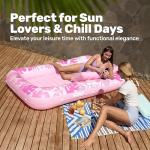 SLOOSH Inflatable Tanning Pool Lounger Float,70" x 46" Pool Floats Adult with Pillow,4 in 1 Suntan Tub Raft Floatie,Sunbathing Bed Lounge for Water Blow Up Kids Ball Pit Party Gifts,L-Blushing Pink