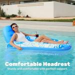 SLOOSH Pool Lounge Float Adult, Inflatable Pool Floats Lounger Raft Floaties Water Floating Recliner Chair with Cup Holders Foot Rest Swimming Floaty, Blue