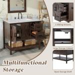 AMERLIFE 36" Farmhouse Bathroom Vanity with Sink Combo, Freestanding Small Single Wood Barn Door Bath Storage Cabinet Set with Sliding Drawers & Open Shelf, Paper Towel Holder, Rustic Brown