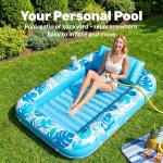 SLOOSH Inflatable Tanning Pool Lounger Float, 70" x 46" Pool Floats Adult with Pillow, 4 in 1 Suntan Tub Raft Floatie,Sunbathing Bed Lounge for Water Blow Up Kids Ball Pit Party Gifts, L-Blue
