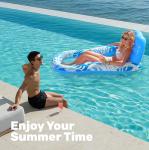 SLOOSH Pool Lounge Float Adult, Inflatable Pool Floats Lounger Raft Floaties Water Floating Recliner Chair with Cup Holders Foot Rest Swimming Floaty, Blue