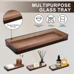 Bathroom Accessories Set,4 Pcs Amber Glass Bathroom Accessories Sets Complete with Lotion Soap Dispenser,Toothbrush Holder,Qtip Holder Dispenser and Vanity Tray,Bathroom Countertop Vanity Organizer