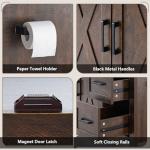 AMERLIFE 36" Farmhouse Bathroom Vanity with Sink Combo, Freestanding Small Single Wood Barn Door Bath Storage Cabinet Set with Sliding Drawers & Open Shelf, Paper Towel Holder, Rustic Brown