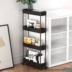SPACELEAD Slim Storage Cart 4 Tier,Bathroom Organizer Rolling Utility,Mobile Shelving Unit Slide Out for Office, Kitchen, Laundry Room & Narrow Places,Black