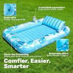 SLOOSH Inflatable Tanning Pool Lounger Float, 70" x 46" Pool Floats Adult with Pillow, 4 in 1 Suntan Tub Raft Floatie,Sunbathing Bed Lounge for Water Blow Up Kids Ball Pit Party Gifts, L-Blue