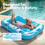 SLOOSH Inflatable Tanning Pool Lounger Float, 70" x 46" Pool Floats Adult with Pillow, 4 in 1 Suntan Tub Raft Floatie,Sunbathing Bed Lounge for Water Blow Up Kids Ball Pit Party Gifts, L-Blue
