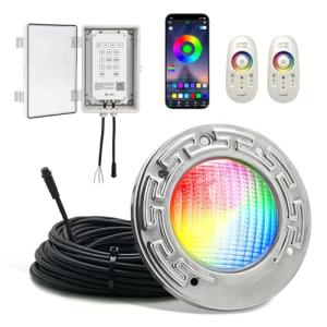 6 Inch Led Spa Inground Pool Light, 12v 20w 100ft Smart Swimming Pool Lighting Fixture With App/Remote/Controller Contains Transformer, 12 Volt Changing Underwater Light Pools, Lifetime Replacement