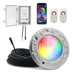 6 Inch Led Spa Inground Pool Light, 12v 20w 100ft Smart Swimming Pool Lighting Fixture With App/Remote/Controller Contains Transformer, 12 Volt Changing Underwater Light Pools, Lifetime Replacement