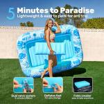SLOOSH Inflatable Tanning Pool Lounger Float, 70" x 46" Pool Floats Adult with Pillow, 4 in 1 Suntan Tub Raft Floatie,Sunbathing Bed Lounge for Water Blow Up Kids Ball Pit Party Gifts, L-Blue