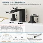 HEYMYTAP Brass High Flow Roman Bathtub Faucet Black Tub Faucet, Waterfall Bath Tub Faucet Set 3 Hole, Widespread Bathtub Faucets Deck Mount Bath Tub Faucets with 2 Knob, Pre-Installed Water Hose