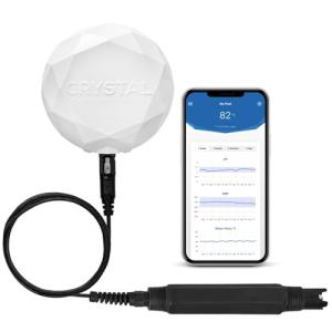 Crystal Smart Water Monitor for Chlorine & Bromine Pools, Hot Tubs & Swim Spas - 24/7 Continuous Digital Water Testing with App Notifications & Customized Chemical Dosing (New Model)