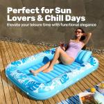 SLOOSH Inflatable Tanning Pool Lounger Float, 70" x 46" Pool Floats Adult with Pillow, 4 in 1 Suntan Tub Raft Floatie,Sunbathing Bed Lounge for Water Blow Up Kids Ball Pit Party Gifts, L-Blue