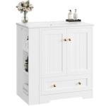 IRONCK 30" Bathroom Vanity with Ceramic Sink, Bathroom Storage Cabinet with Doors & Drawers & DIY Side Storage, Pedestal Sink Combo Set, White