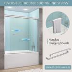 GETPRO Bathtub Sliding Door 50-54 in. W x 58 in. H Semi-Frameless Bypass Double Sliding Tub Shower Door for Bathroom,1/4 inch Clear Tempered Glass Bathtub Door Brushed Nickel