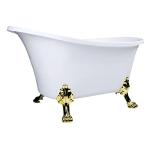 Kingston Brass VTND512824WAC2 Aqua Eden 51-Inch Acrylic Clawfoot-Tub, No-Faucet Drillings, White/Polished Brass