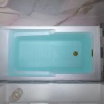 WOODBRIDGE 60" Acrylic Rectangular Alcove Soaking Bathtub in White with Left Drain, Brushed Gold pop-UP Drain Included BA6030L