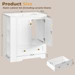 IRONCK 30" Bathroom Vanity with Ceramic Sink, Bathroom Storage Cabinet with Doors & Drawers & DIY Side Storage, Pedestal Sink Combo Set, White