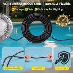 HQUA PN01DC LED Inground Pool Lighting System RGBW Color Change 10 Inch 50W, Remote/App Control, 120V AC, 100 Feet Cord