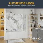 Bath Tub Surround Kits – Waterproof Wall Panels for Tubs – Glossy Finish & Seamless Pattern – Easy to Install Over Any Surface – Leakproof Design (W60'' x D32'' x H60'') – Champagne