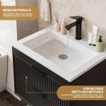24 Inches Modern MDF Bathroom Vanity with Sink, Wall Mounted Floating Cabinets w/Double Drawers, Black Handles, White Resin Sink Combo Set (Black, 24")