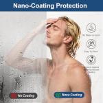 Frameless Tub Sliding Door,5/16" (8mm) Bathtub Shower Door with Soft-Close & Anti-Leak,Nano Coating Anti-Explosion Film SGCC Tempered Glass 55"-60" W x 60" H,Brushed Nickel