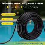 HQUA PN01 LED Inground Pool Lighting System 120V AC 10 Inch 40W, 6500K Cool White, 100 Feet Cord