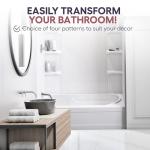 Lightweight Polystyrene Tub Wall Surround D32"x W60"x H58" - Waterproof, Easy-to-Install, Includes Two Shelf Units - Bathtub Wall Surround Panels, Plain Pattern, Classic Shelves - Noah William Home