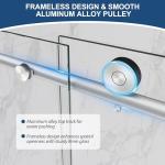 Frameless Tub Sliding Door,5/16" (8mm) Bathtub Shower Door with Soft-Close & Anti-Leak,Nano Coating Anti-Explosion Film SGCC Tempered Glass 55"-60" W x 60" H,Brushed Nickel
