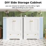 IRONCK 30" Bathroom Vanity with Ceramic Sink, Bathroom Storage Cabinet with Doors & Drawers & DIY Side Storage, Pedestal Sink Combo Set, White