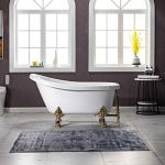 WOODBRIDGE 54" Heavy Duty Acrylic Slipper Clawfoot Bath Tub with Polished Gold Feet + Polished Gold Drain &Overflow