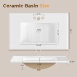 IRONCK 30" Bathroom Vanity with Ceramic Sink, Bathroom Storage Cabinet with Doors & Drawers & DIY Side Storage, Pedestal Sink Combo Set, White