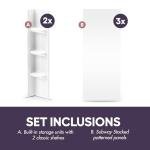 Lightweight Polystyrene Tub Wall Surround D32"x W60"x H58" - Waterproof, Easy-to-Install, Includes Two Shelf Units - Bathtub Wall Surround Panels, Plain Pattern, Classic Shelves - Noah William Home