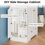 IRONCK 30" Bathroom Vanity with Ceramic Sink, Bathroom Storage Cabinet with Doors & Drawers & DIY Side Storage, Pedestal Sink Combo Set, White