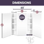 Lightweight Polystyrene Tub Wall Surround D32"x W60"x H58" - Waterproof, Easy-to-Install, Includes Two Shelf Units - Bathtub Wall Surround Panels, Plain Pattern, Classic Shelves - Noah William Home