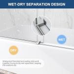 Frameless Tub Sliding Door,5/16" (8mm) Bathtub Shower Door with Soft-Close & Anti-Leak,Nano Coating Anti-Explosion Film SGCC Tempered Glass 55"-60" W x 60" H,Brushed Nickel