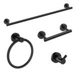 FORIOUS Bathroom Hardware Accessories Set, SUS304 Stainless Steel Towel Bar Set, Modern Towel Racks Holder for Bathroom, Toilet Paper Holder Wall Mounted 4 Pieces(24" Bar, Matte Black)