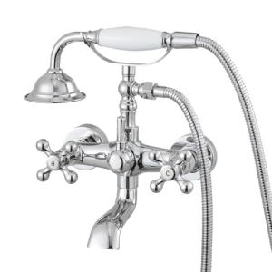 VEVOR Clawfoot Tub Faucet, Wall Mount Bathtub Faucets with Handheld Shower, Vintage Polished Chrome Clawfoot Tub Filler Faucet Shower Kit with Adjustable Swing Arms & 360° Rotation Spout for Bathtubs